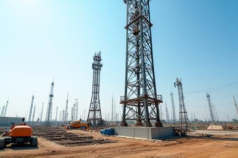 Construction site for a telecom tower.