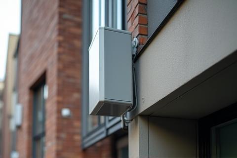 Small cell antenna on a building.